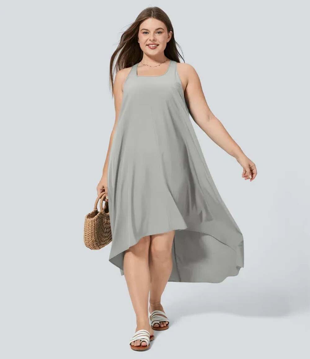 Halara Women's Breezeful™ Backless Racerback High Low Midi Plus Size Dress